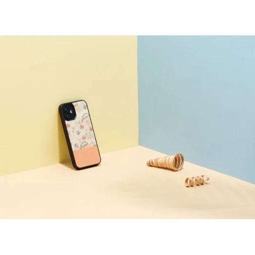 MAN&WOOD pink flower čierny kryt pre iPhone 12 mini - 4