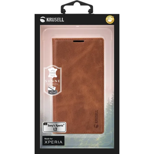 Krusell Sunne 2 Card Foliowallet Sony Xperia L2 vintage cognac flipové puzdro - 7