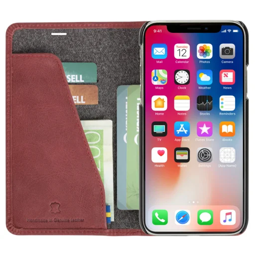 Krusell Sunne flipové puzdro na 4 karty pre Apple iPhone XS Max, vintage červená - 4