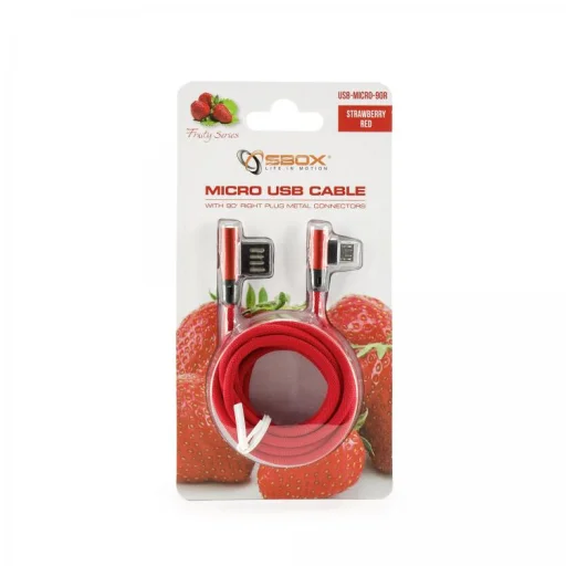 Sbox USB – Micro USB 90° kábel 1,5 m červený - 2