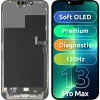 LCD kijelző modul MP Apple iPhone 13 Pro Max, Prémium Soft OLED FHD 120Hz Diagnosztikai verzió, Utángyártott, Fekete üvegfólia thumbnail