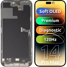 LCD displej modul MP Apple iPhone 14 Pro Max, Prémiový Soft OLED FHD 120Hz Diagnostická verzia, Druhovýroba, Čierny