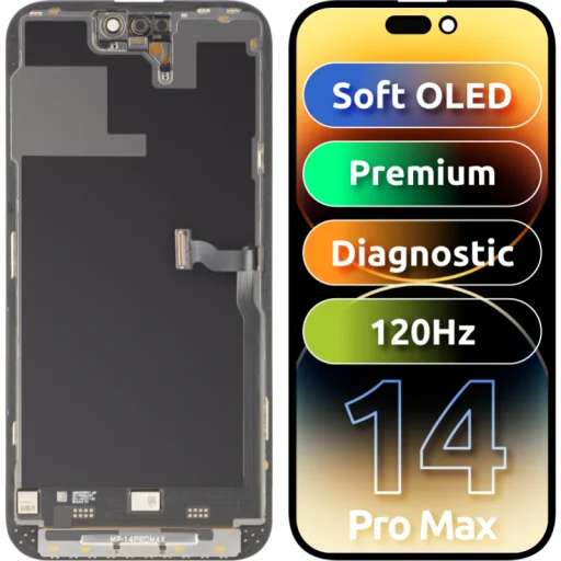 LCD displej modul MP Apple iPhone 14 Pro Max, Prémiový Soft OLED FHD 120Hz Diagnostická verzia, Druhovýroba, Čierny - 1