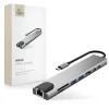Tech-Protect HB09 8 az 1-ben Type-C / USB-C hub adapter Type-C + USB-A 3.0 + USB-C 3.0 + HDMI 4K 60Hz + SD/TF + PD 100W + RJ45 1000 Mb/s asztroszürke thumbnail