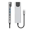 Tech-Protect HB09 8 az 1-ben Type-C / USB-C hub adapter Type-C + USB-A 3.0 + USB-C 3.0 + HDMI 4K 60Hz + SD/TF + PD 100W + RJ45 1000 Mb/s asztroszürke thumbnail