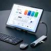 Tech-Protect HB09 8 az 1-ben Type-C / USB-C hub adapter Type-C + USB-A 3.0 + USB-C 3.0 + HDMI 4K 60Hz + SD/TF + PD 100W + RJ45 1000 Mb/s asztroszürke thumbnail