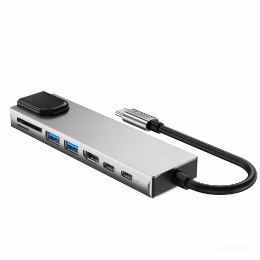 Tech-Protect HB09 8 az 1-ben Type-C / USB-C hub adapter Type-C + USB-A 3.0 + USB-C 3.0 + HDMI 4K 60Hz + SD/TF + PD 100W + RJ45 1000 Mb/s asztroszürke - 4