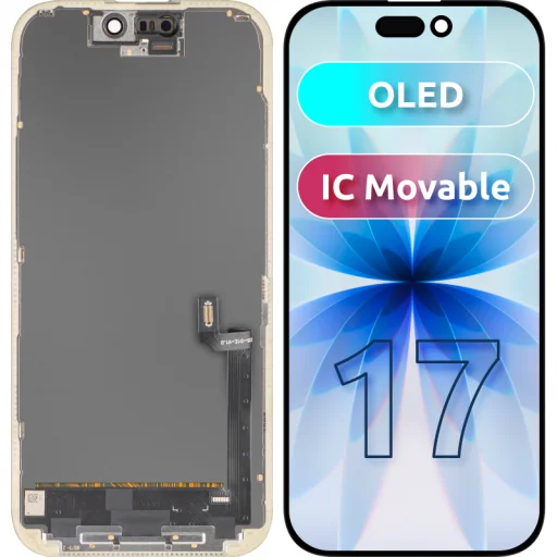 LCD kijelző modul Apple iPhone 17-hez, OLED FHD IC mozgatható verzió, utángyártott, fekete - 1