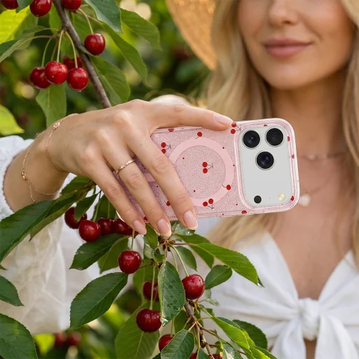 iPhone 11 Cseresznye Mag csillámos rózsaszín tok - 6