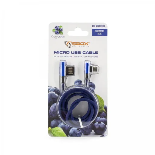 Sbox USB – Micro USB 90° kábel 1,5 m modrý - 2