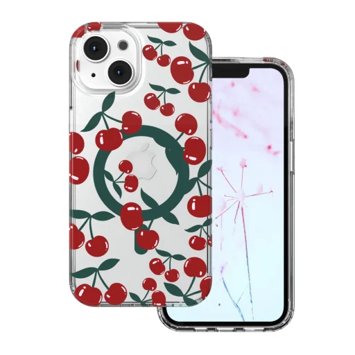 iPhone 15 Cherry Mag cseresznye mintás átlátszó tok - 1
