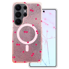 Samsung Galaxy S26 Ultra Cherry Mag cseresznye mintás csillogó rózsaszín tok