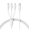 USB-A na Lightning / microUSB / USB-C kábel Baseus Ultra Fast 3in1, 18W, 3.5A, 1.3m, biely thumbnail