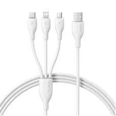 USB-A to Lightning / microUSB / USB-C kábel Baseus Ultra Fast 3in1, 18W, 3.5A, 1.3m, fehér