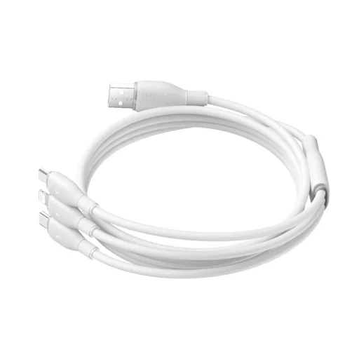 USB-A na Lightning / microUSB / USB-C kábel Baseus Ultra Fast 3in1, 18W, 3.5A, 1.3m, biely - 3