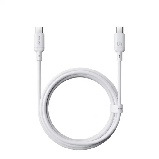 USB-C to USB-C kábel Baseus Silky, 100W, 5A, 2m, Fehér - 1