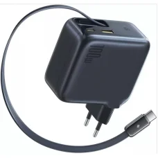 Hálózati USB-C töltő adapter Baseus EnerCore CJ11, 100W, 5A, 1 x USB-C - 2 x USB-C, USB-C kábellel, fekete E0120M00