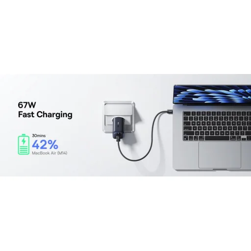 Baseus PicoGo AE11 hálózati USB-C töltő adapter, 67W, 3.35A, 1 x USB-A - 2 x USB-C, fekete - 5
