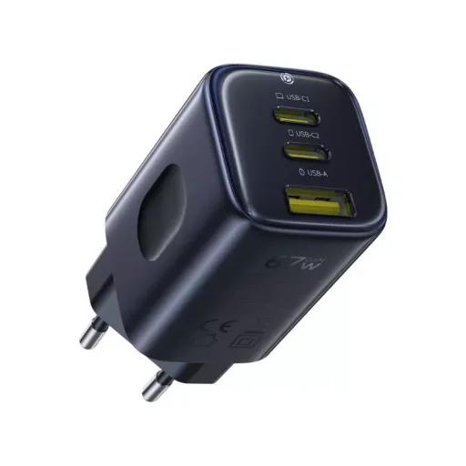 Baseus PicoGo AE11 hálózati USB-C töltő adapter, 67W, 3.35A, 1 x USB-A - 2 x USB-C, fekete - 1