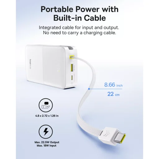Powerbanka Baseus EnerFill Bipow2 Pro, 20000mAh, 22.5W, QC + PD, Biela E0027700 - 3