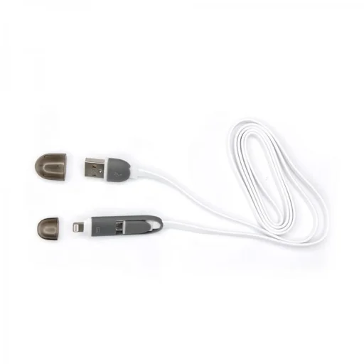 Sbox 2 v 1 USB – Micro USB + Lightning kábel 1 m biely - 1