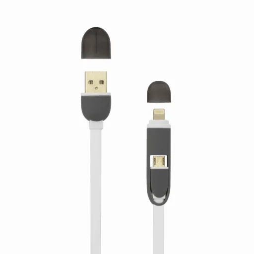 Sbox 2 v 1 USB – Micro USB + Lightning kábel 1 m biely - 2