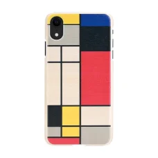 MAN&WOOD iPhone XR biele puzdro s dreveným vzorom