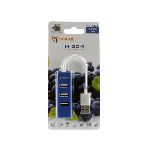 Sbox H-204 USB 4-portový USB hub, čučoriedkovomodrá - 3