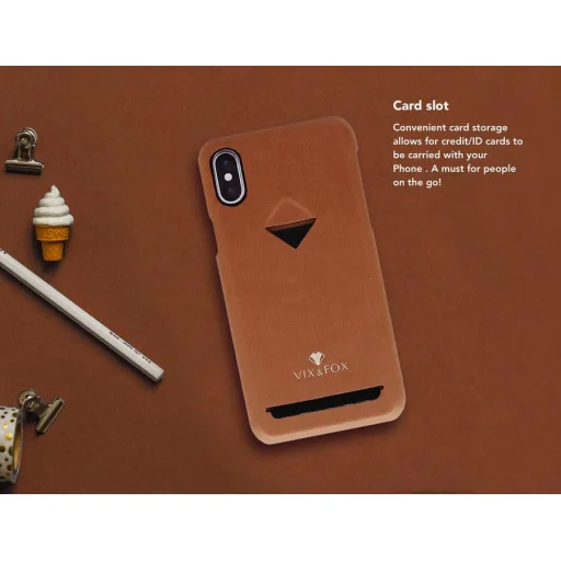 VixFox zadný kryt s držiakom na karty pre iPhone XS Max, karamelovohnedý - 3