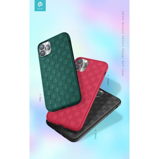 Devia Woven2 vzorované TPU puzdro pre iPhone 11 Pro, čierne puzdro - 5