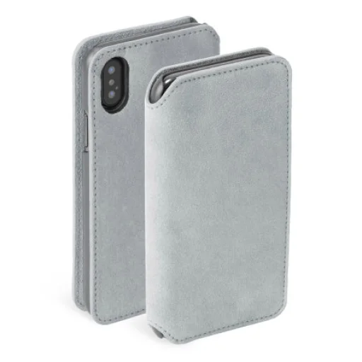 Krusell Broby 4 Card SlimWallet Apple iPhone XS svetlosivé vyklápacie puzdro - 1