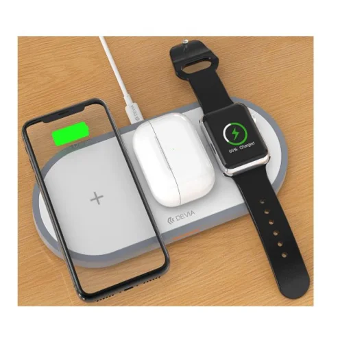 Devia 3 v 1 bezdrôtová nabíjačka pre smartfón, Apple Watch a slúchadlá V4 (10W) biela - 3