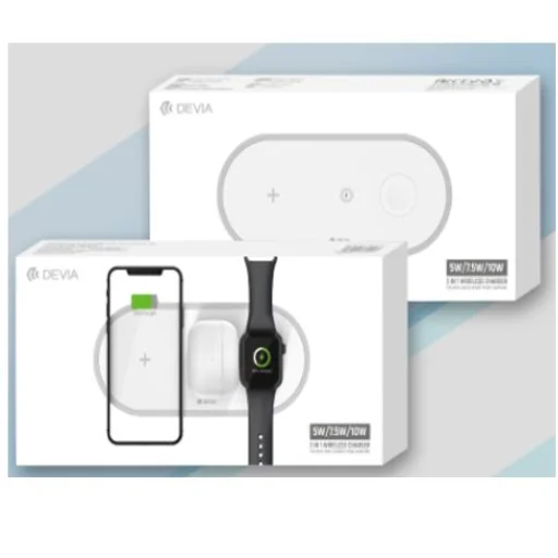 Devia 3 v 1 bezdrôtová nabíjačka pre smartfón, Apple Watch a slúchadlá V4 (10W) biela - 4
