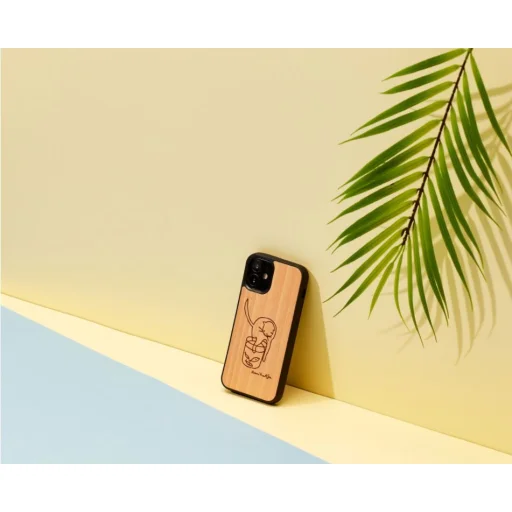 MAN&WOOD puzdro na iPhone 12 mini so vzorom mačky a červenou rybou - 3