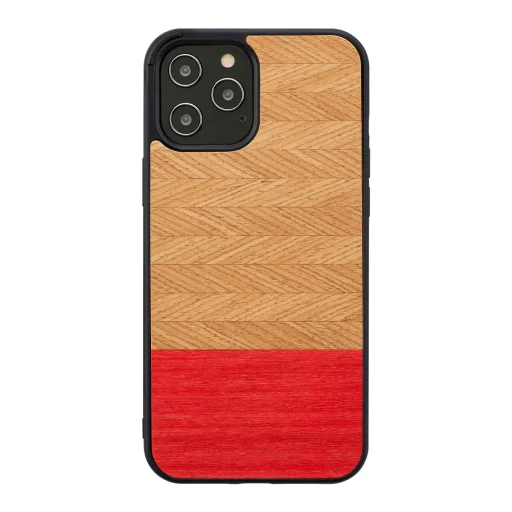 MAN&WOOD čierne puzdro so vzorom rybej kosti Azalka pre iPhone 12 / 12 Pro - 1