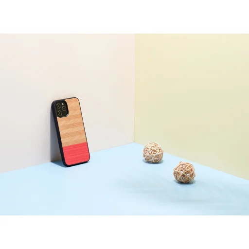 MAN&WOOD čierne puzdro so vzorom rybej kosti Azalka pre iPhone 12 / 12 Pro - 3