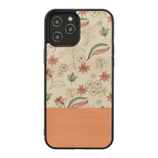 MAN&WOOD puzdro pink flower black pre iPhone 12 / 12 Pro