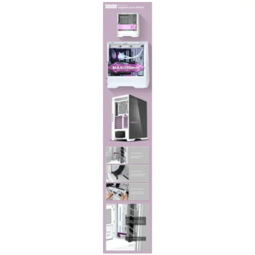 Zalman Z9 Iceberg ATX počítačová skriňa, biela - 6