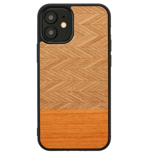 MAN&WOOD puzdro so vzorom rybej kosti Arancia čierne pre iPhone 12 mini - 1