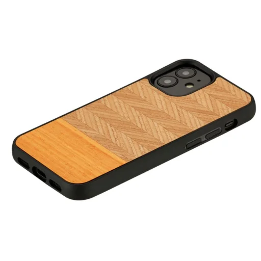 MAN&WOOD puzdro so vzorom rybej kosti Arancia čierne pre iPhone 12 mini - 2