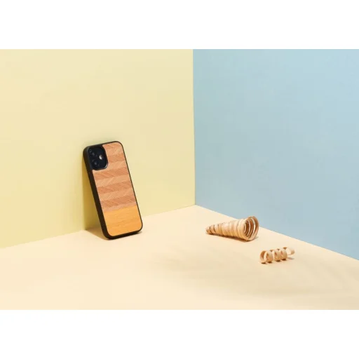 MAN&WOOD puzdro so vzorom rybej kosti Arancia čierne pre iPhone 12 mini - 4
