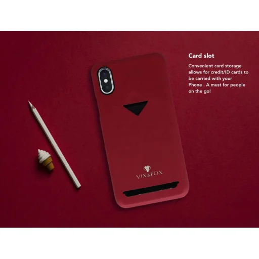 VixFox zadný kryt s priehradkou na karty pre Samsung S9 rubínovo červený - 3