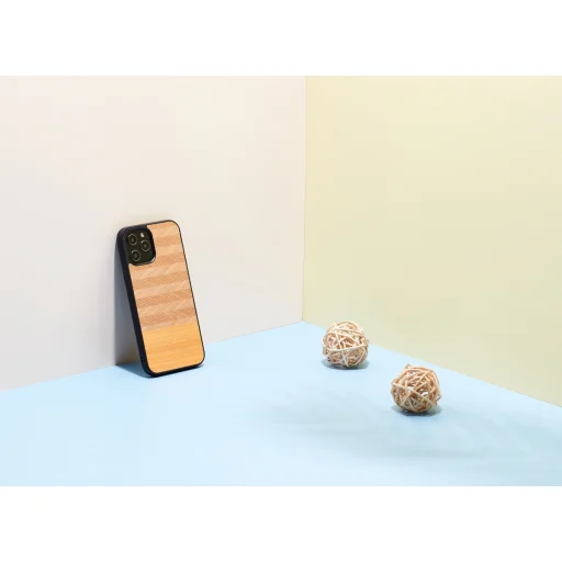 MAN&WOOD puzdro so vzorom rybej kosti Arancia čierne pre iPhone 12 Pro Max - 3