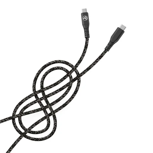 Tellur Green Type-C–Type-C dátový a rýchlonabíjací kábel 3A PD 60W 1 m nylonový čierny - 2