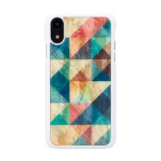 iKins mozaikové biele flipové puzdro na iPhone XR