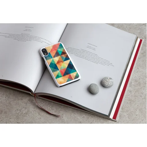iKins mozaikové biele flipové puzdro na iPhone XR - 3