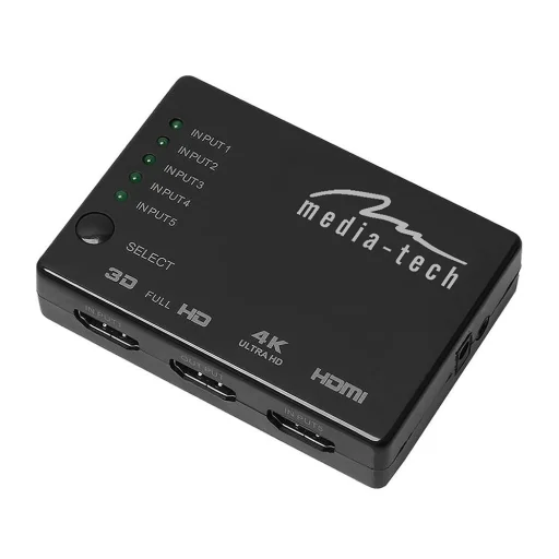 Media-Tech MT5207 5x HDMI switch 4K HDMI prepínač - 1