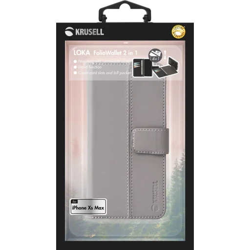 Krusell Loka FolioWallet 2in1 Apple iPhone XS Max sivé flipové puzdro - 5