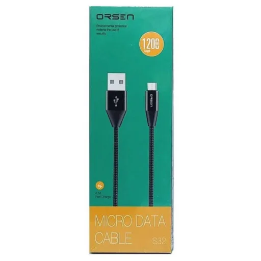 Orsen S32 Micro dátový kábel 2.1A 1,2 m čierny - 3
