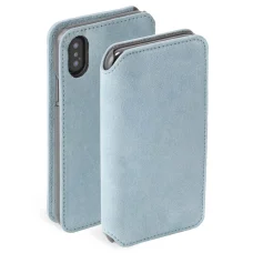 Krusell Broby SlimWallet flipové puzdro so 4 priehradkami na karty pre Apple iPhone XS Max, svetlomodré